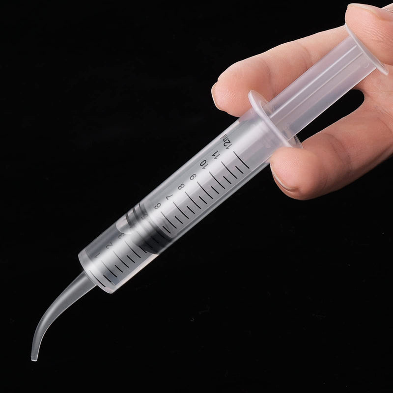 Molain Pack of 5 12ml Mouth Syringe Ear Cleaning Solution Empty Tube Extraction Hook Syringe Removal Accessories with Curved Tip Picks Dental Care