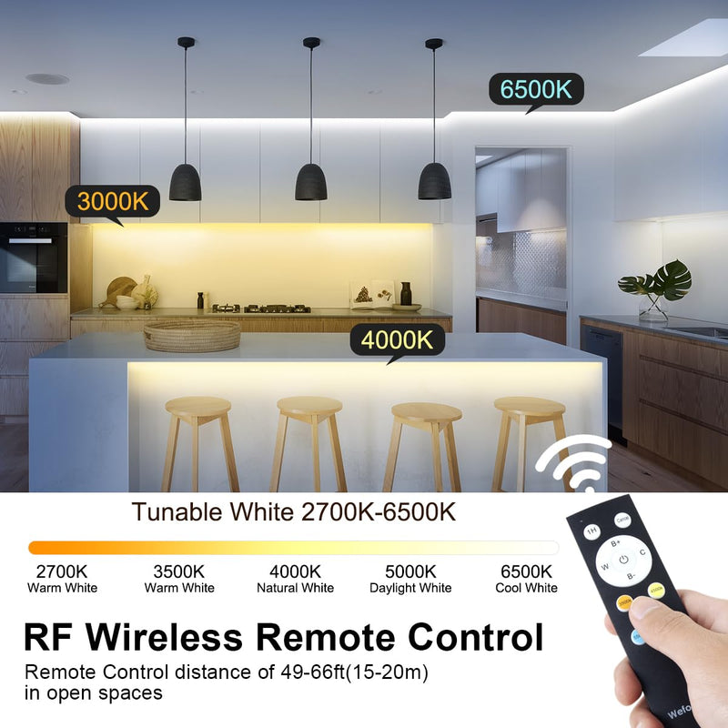 [AUSTRALIA] - Wefomey White LED Strip Lights, Upgraded 100ft Dimmable 2700K-6500K Bright 24V LED Light Strip with Remote and App Control, 1440 LEDs Flexible Tape Lights for Living Room, Bedroom, Kitchen, Ceiling 100FT/2700K-6500K Tunable White 