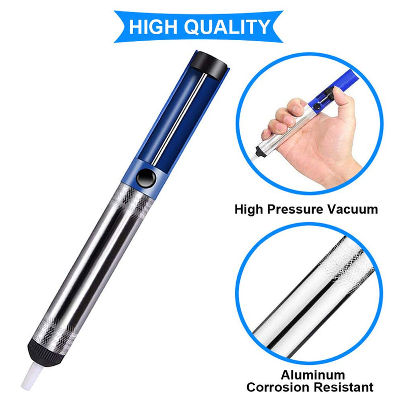 Youmile Soldering Suction Desoldering Pump, Vacuum Pump, Soldering Remover, Soldering Accessories with Desoldering Wick, 2 Pieces Replacement Nozzle, 2 Pieces Heat-resistant Hose