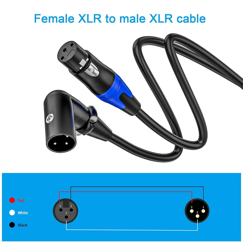 (20FT / 2 Pack) XLR Right-Angle Male to Straight Female Microphone Extension Cable, for Powered Speakers,Audio Interface or Mixer for Live Performance & Recording XLR Right-Angle Male-20FT