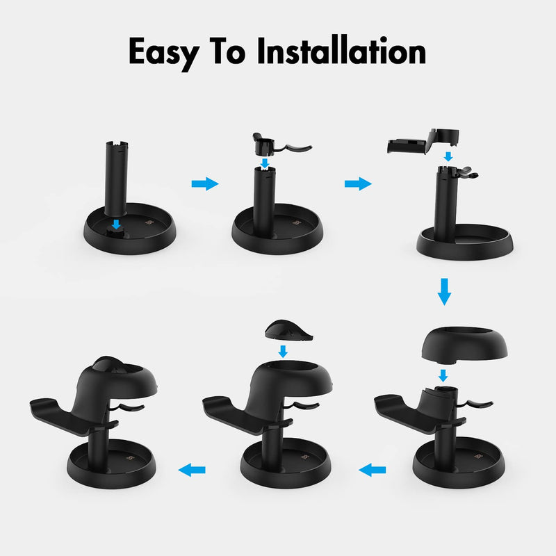 AMVR Stand Holder Compatible with Quest 3/Quest 2/Pico 4/Vision Pro/for PSVR 2 - Universal VR Headset Display Dock, Stable Bracket Storage Round Base, Mount Install Easy