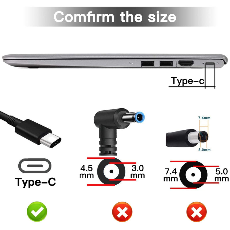 45W Type C USB C Charger Adapter for HP Chromebook X360 14-CA000 11-ae000 14-ca051wm 14-ca052wm 14-ca091wm ca061dx,11-ae051wm 11-ae001tu 11-ae027nr;12-c012dx 918337-001 844205-850 28769-001 SK90A200225