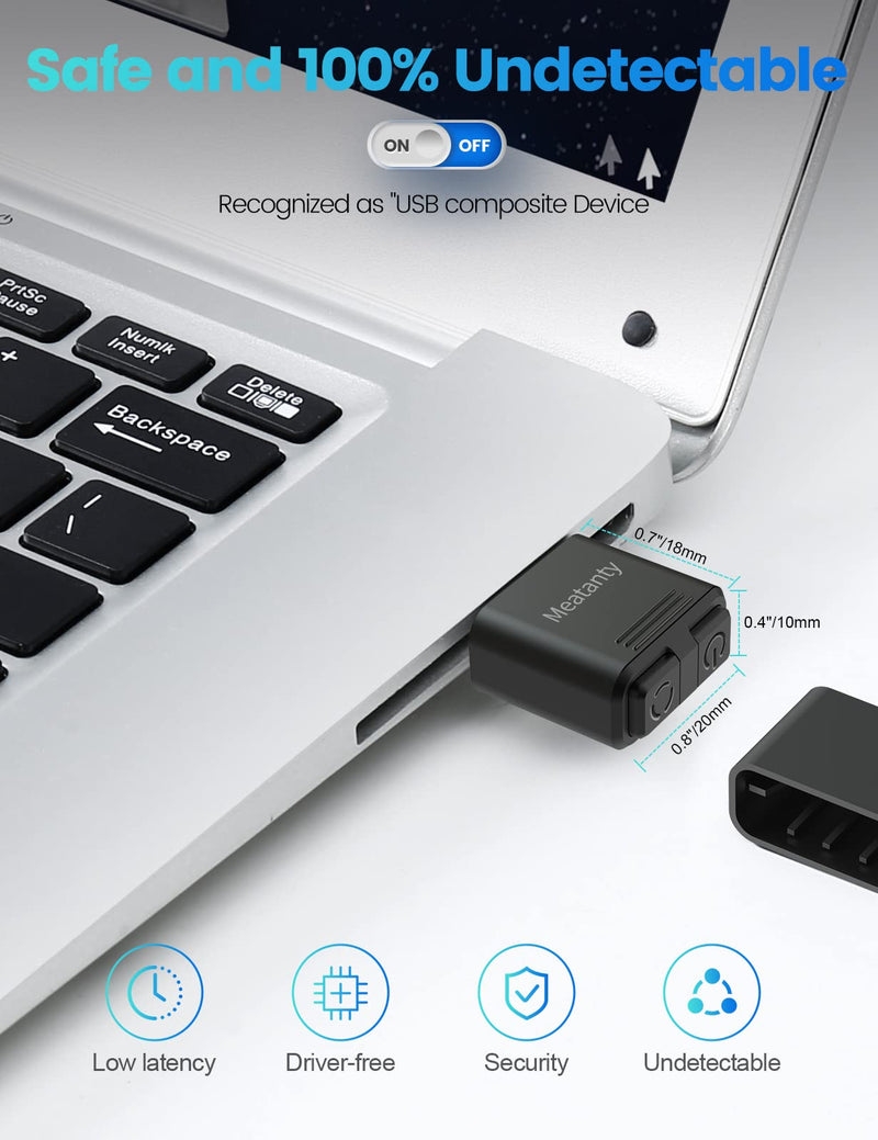 Meatanty USB Mouse Jiggler Tiny Undetectable Mouse Mover with Separate Mode and ON/OFF Buttons,Digital Display and Protective Cover,Supports Multi-Track,Driver-Free,Plug-and-Play Keeps PC/Laptop Awake 1 Pcs
