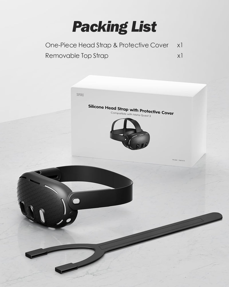 SUPERUS Silicone Head Strap & Protector Cover for Meta/Oculus Quest 3 Accessories - Latest All-in-One Design, Adjustable Lightweight Elite Strap Replacement Compatible with Meta/Oculus Quest 3
