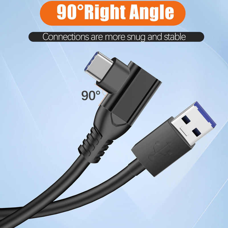 16FT Right Angle USB C Cable for Meta Oculus Quest 3 2 Pro Pico 4 VR Link Cable,USB 3.0 High Speed PC Data Transfer Long Extention Cord for Virtual Reality Headset to PC Steam Gaming Accessories Black