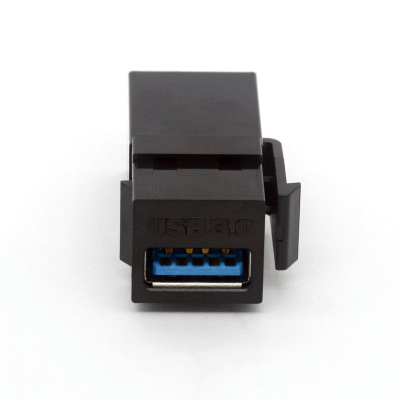 BSHTU USB 3.0 Keystone Jack Inserts, USB Adapters Cable Interface Coupler Female to Female Connector Extension for Wall Plate Outlet Panel - 2 Packed (Black,USB 3.0 Straight) Black,USB 3.0 Straight