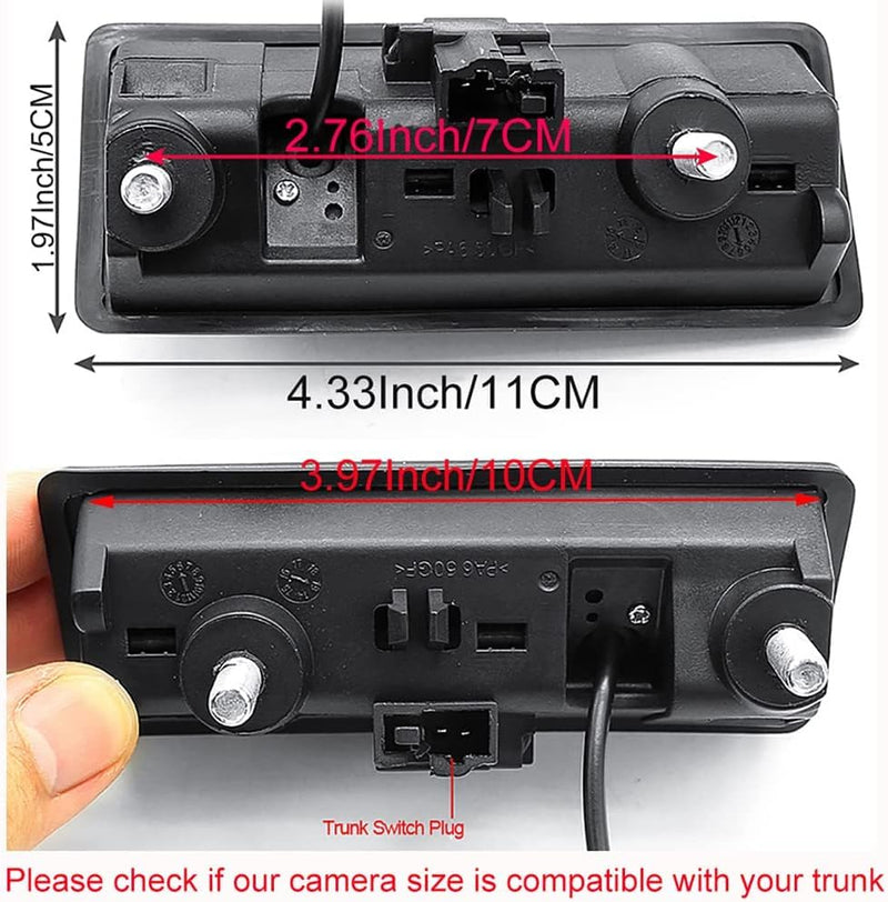 Vehicle Backup Camera with Dynamic Intelligent Trajectory Moving Guide Line for Audi A4L A5 A3 Q3 Q5 RS6 for VW Passat Tiguan Jetta Sharan Touareg, Car Rear View Trunk Handle Camera (110 * 50 mm) 110*50 mm