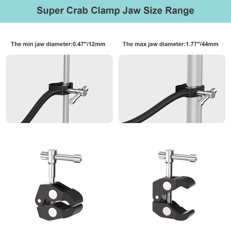 Gooseneck Microphone Stand,19.69" Flexible Adjustable Arm Super Crab Clamp Mic Clip 3/8"-16 to 5/8"-27 Adapter Mount,Compatible with Shure/Fifine / AT2020 / Pyle/Blue Snowball/Razer Gooseneck Microphone Stand
