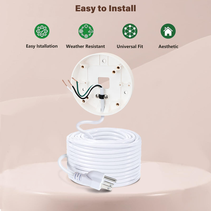 Power Cable and Plug-in Mount for Floodlight Cams Compatible with Floodlight Cam Wired Pro/Plus, Blink Wired Floodlight Camera, Electrical Box with 20ft Weatherproof Cable -(2in1 Mount and Cord Set)