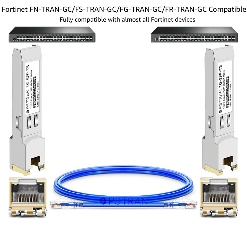 1000BASE-T SFP RJ45 Copper Transceiver Module Compatible with Fortinet FS-TRAN-GC FG-TRAN-GC FR-TRAN-GC 100m Cat5e/6 1000BASE-T: 100m for Fortinet 1