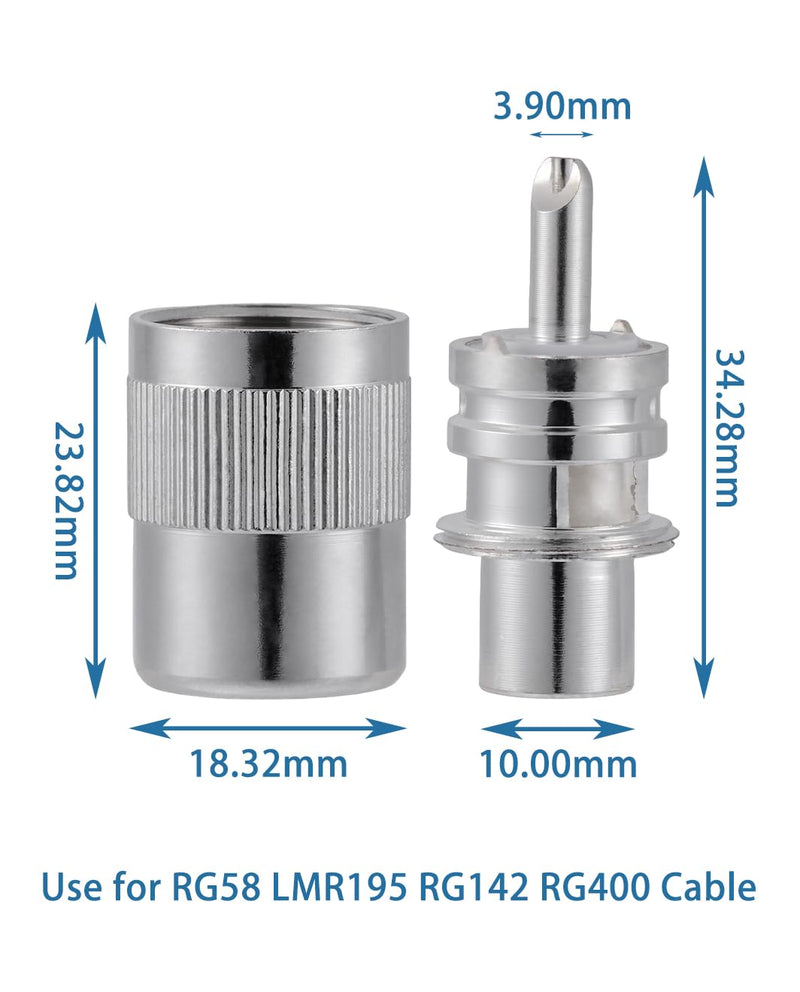 Vecys 5pcs PL259 UHF Male Connector 50 Ohm PL259 Male Plug Crimp RF Coaxial Plug Adapter for RG58 LMR195 RG142 RG400 Low Loss Coaxial Cable PL259 for RG58/RG400