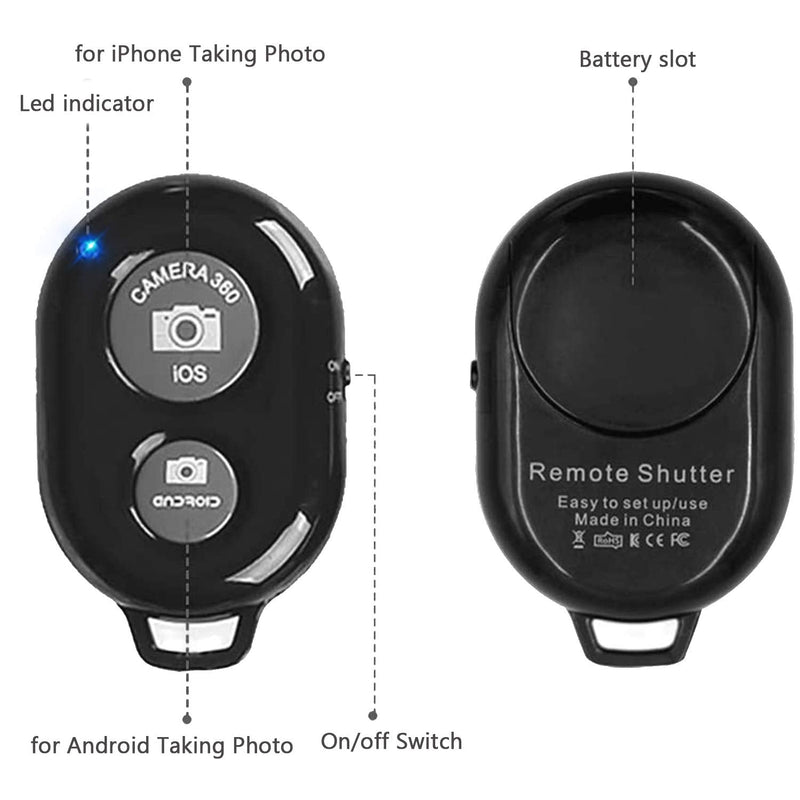 [AUSTRALIA] - Wireless Remote Shutter for Cellphones and Tablets (3 Pack), AOQIYUE Bluetooth Remote for iPhone/Android Camera Control, Selfie Clicker for Photos and Videos - Wrist Strap Included 3-black 