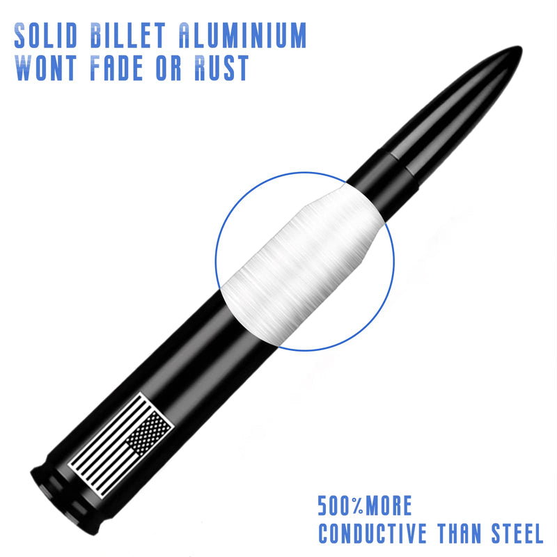 American Flag Car Truck Antenna with Valve Stem Caps, Universal Mast for GM Chevy Silverado 1500 2500 3500 HD Avalanche Ford F150 F250 F350 Denali Heavy Duty Pickup Trucks Accessories (Black) 5.5 inch Black Style