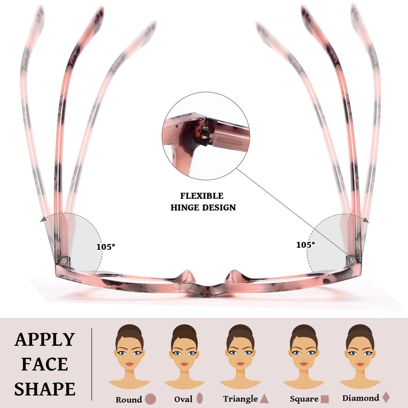 6 Pack Oprah Style Reading Glasses for Women Blue Light Blocking Computer Square Readers with Spring Hinge Men (A1 Mix, 1.5) A1 Mix 1.5 x