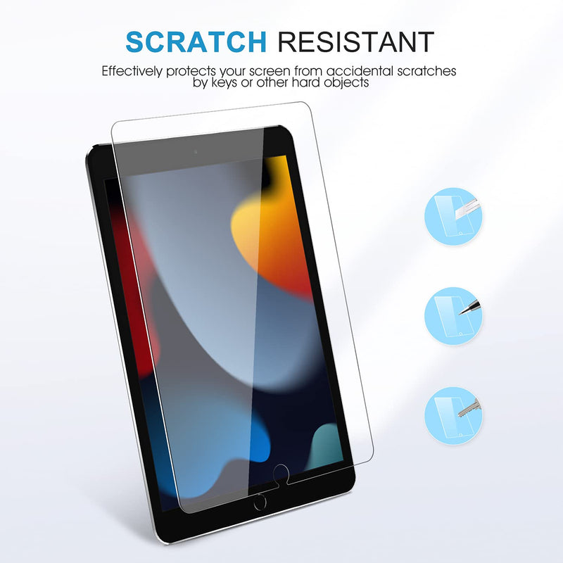 SPARIN (3 Pack Screen Protector Compatible with iPad 9th 8th 7th Generation, Tempered Glass Compatible with iPad 10.2 Inch 2021 2020 2019 Model (iPad 9 8 7)