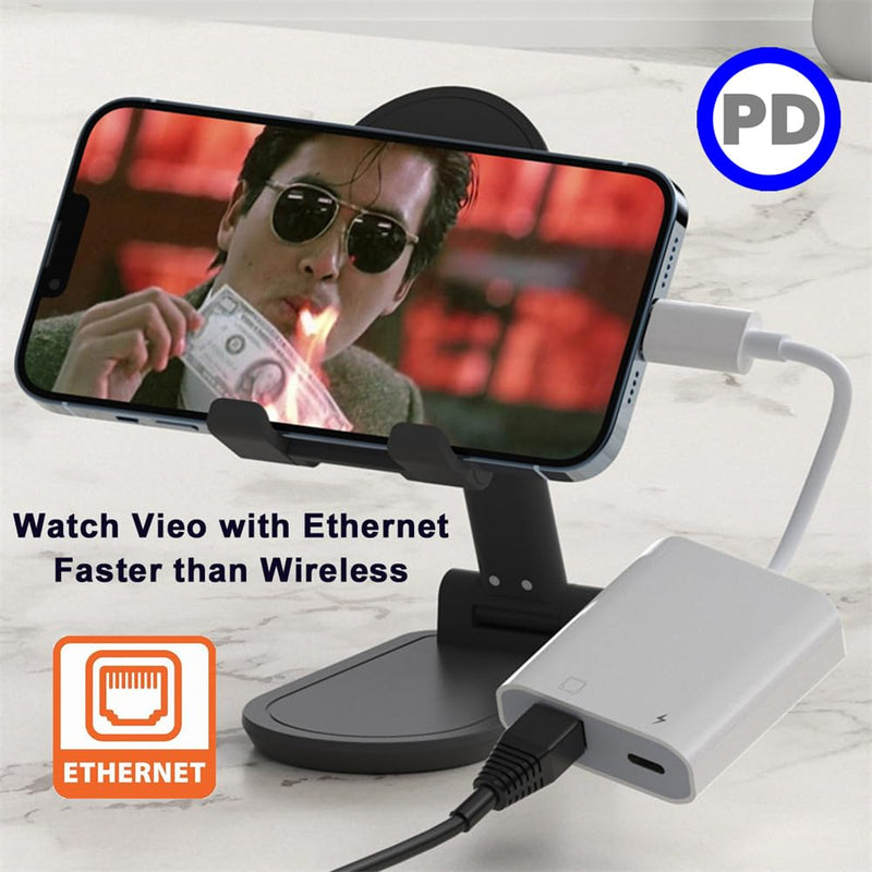 xiwai USB C Hub Type C to 100Mbps Networking RJ45 with PD Power Charge Adapter 2 in 1 USB Extender Compatible with Laptop Tablet Phone USB-C to RJ45 with PD Power