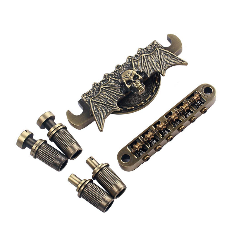 Alnicov Electric Guitar Tailpiece Bridge and Roller Saddle for Guitar Parts Bronze