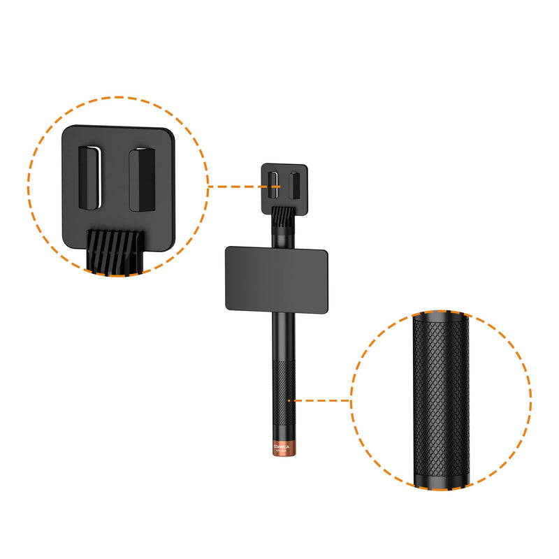 COMICA HR-WM Interview Handheld Adapter for Rode Wireless GO ME/BoomX-D/D Pro/BoomX-U Wireless Lavalier Microphone, Mic Handle for News Report, TV Interview and Video Shooting, etc.(with Windscreen)