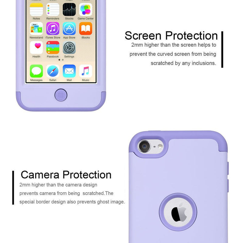 ULAK Compatible with iPod Touch 7 Case, iPod Touch 6 Case, iPod Touch 5 Case, Heavy Duty High Impact Knox Armor Case Cover for iPod Touch 5th/6th/7th Generation, Purple