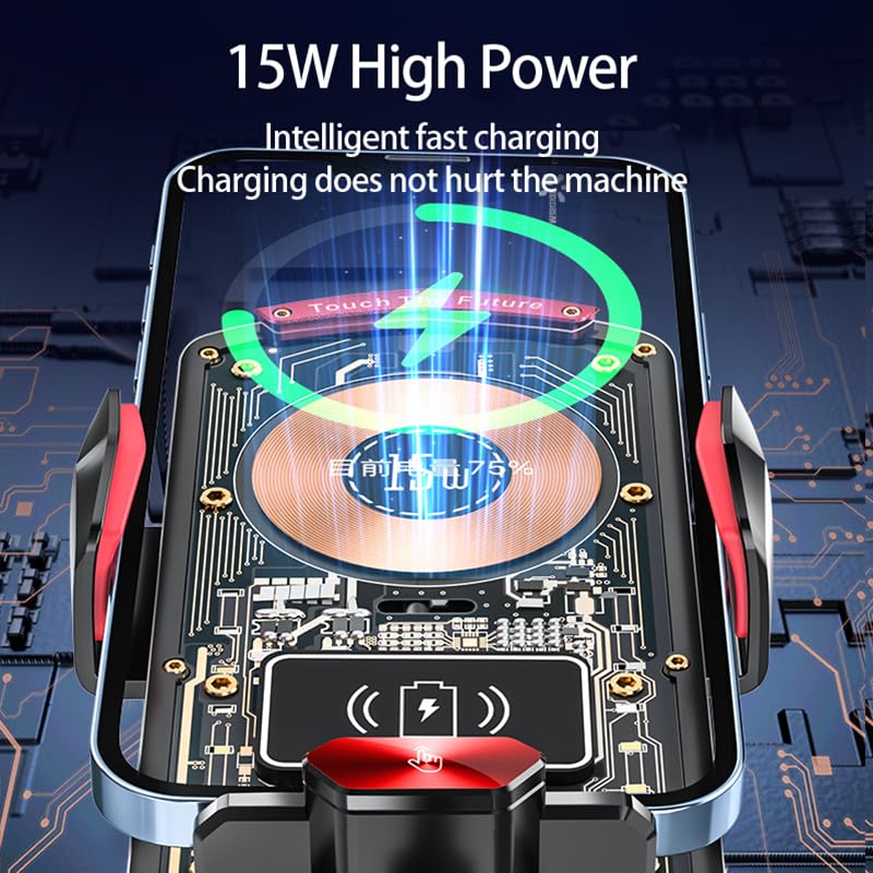 Wireless Car Charger, 15W Fast Auto-Clamping Vent Phone Holder | Transparent Design · 360° Rotation · Compatible with iPhone & Samsung