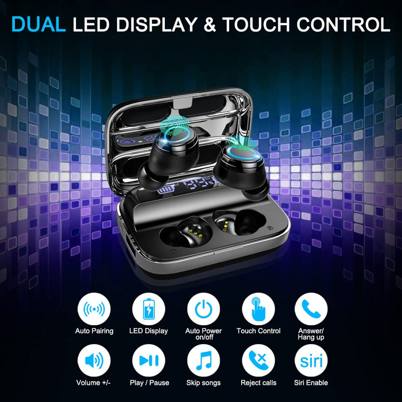 Motast Wireless Earbuds, Bluetooth 5.3 Earbuds 140H Playtime Headphones HD Stereo Noise Cancelling Earphones in Ear with Mic, USB-C Charging Case, IP7 Waterproof Headset for Sports Black Silver