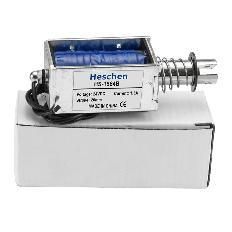 Solenoid Electromagnet, HS-1564B, DC24V 1.5A, 20mm Stroke, Force 60N, Push Pull Type, Open Frame, Linear Motion