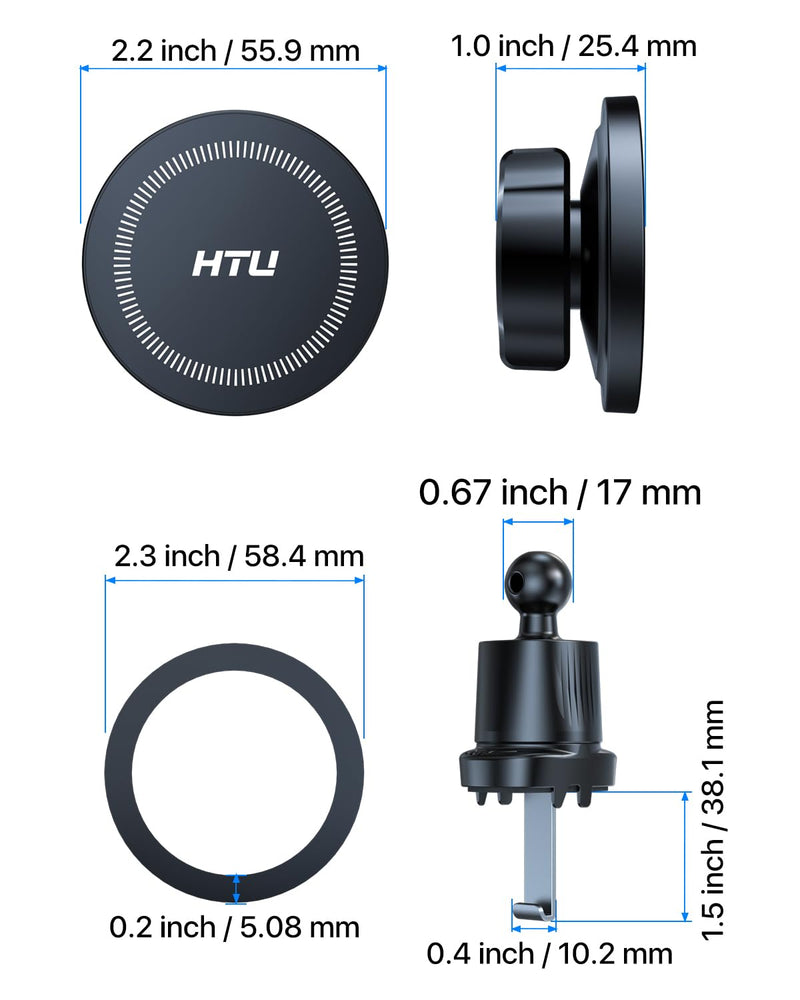 [True Military-Grade] 2026 New Upgraded Magnetic Car Mount Vent for MagSafe | 【Strongest Magnet & Metal Hook】Phone Holder Car for iPhone 17 16 15 14 13 Android【Patent & Safety Certs】, Non-Charging, Black