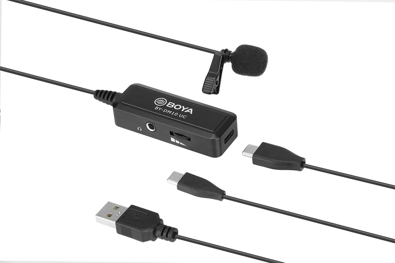 BOYA BY-DM10UC Digital Omnidirectional Lavalier Microphone with USB-C & USB Output Cables for Android Smartphones, Tablets & MAC/PC Computers