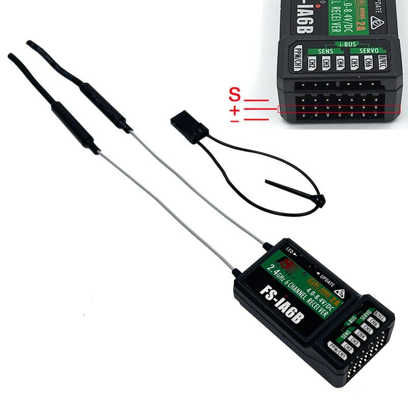 [AUSTRALIA] - FS-iA6B Receiver 6 Channels 2.4GHz Support PWM PPM i.Bus for FS-i6 FS-i6S FS-i6X RC Transmitter Radio Remote Control，Compatible with Flysky AFHDS2A TX Black 