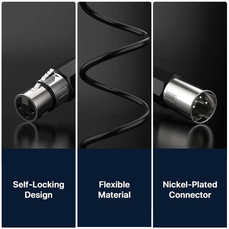 [AUSTRALIA] - EBXYA XLR Cable 2ft 6 Packs - Balanced Microphone Cable with 3-Pin XLR Male to Female Mic Speaker Cable, Black 2 Feet 6 Pack 