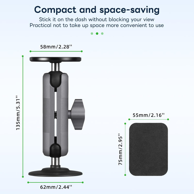 FANAUE SC-03T9 Car Mount Compatible with RAM Mount B Size Ball Head, Magnetic Phone Holder for Dashboard, Windshield & Other Car Accessories - 4.7 to 7.5 inch Smartphones