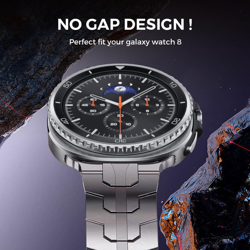 Titanium Watch Band for Galaxy Watch 9/8 40mm 44mm/8 Classic 46mm | No Gap Metal Strap for Samsung Watch 9 8 | 40% Lighter than Steel,Hypoallergenic,Durable,Fit Wrist 5.9"-8.5",Luxury Sport Gym black 22mm