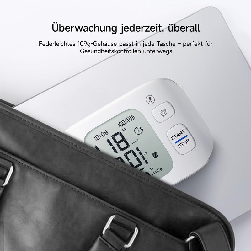 yuwell Intelligent Rechargeable Wrist Blood Pressure Monitor for Home Use, Large Blood Pressure Cuff, Blood Pressure Device with Irregular Heartbeat and Voice Function (YE8800AR) Ye8800ar