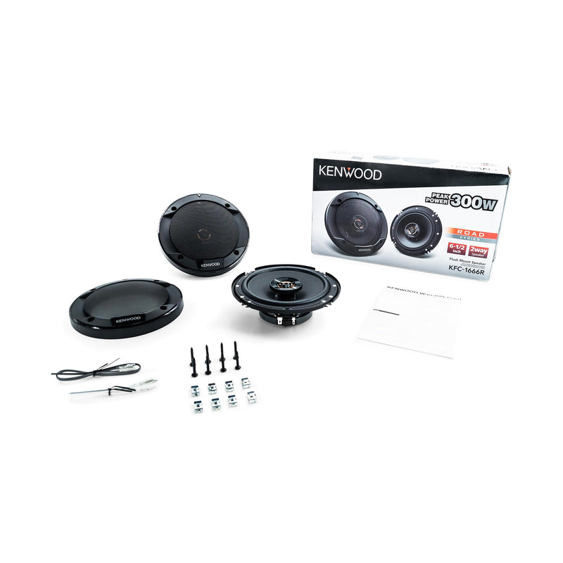 Kenwood KFC-1666R Road Series Car Speakers (Pair) - 6.5" 2-Way Car Coaxial Speakers, 300W, 4-Ohm Impedance, Cloth Woofer & Balanced Dome Tweeter, Heavy Duty Magnet Design 6-1/2" - 300W
