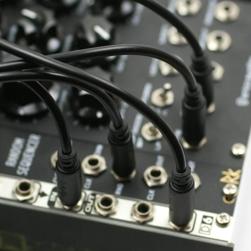 Patch Cables, 5 Pack 3.5mm 1/8 inch Mono Cables Eurorack Modular (72 inch, Black)