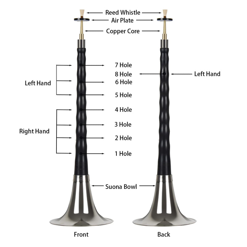 C key - Ebony Suona Professional Suona Chinese Traditional Musical Instrument Suitable for Beginners and Professional Performers with Full Set of Accessories C Key