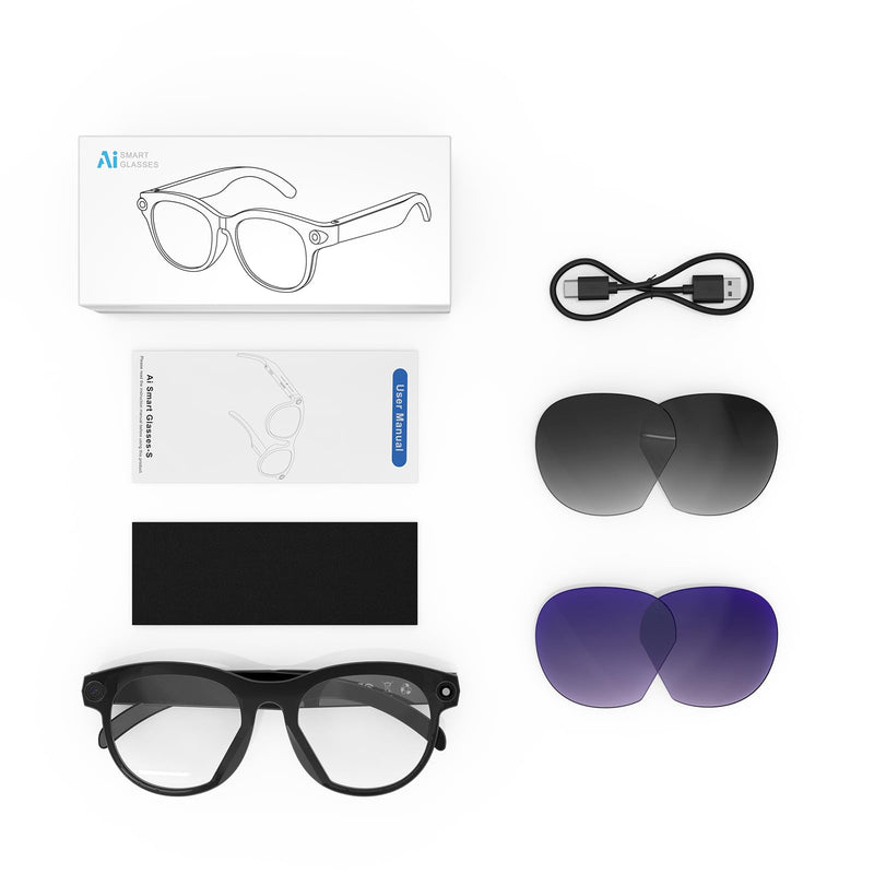 M88-S Smart AI Glasses, Real-Time Translation, 8MP HD Camera, Open-Ear Audio, AI Voice Assistant, Object Recognition, Bluetooth 5.4 — Clear Lenses, Wearable Technology