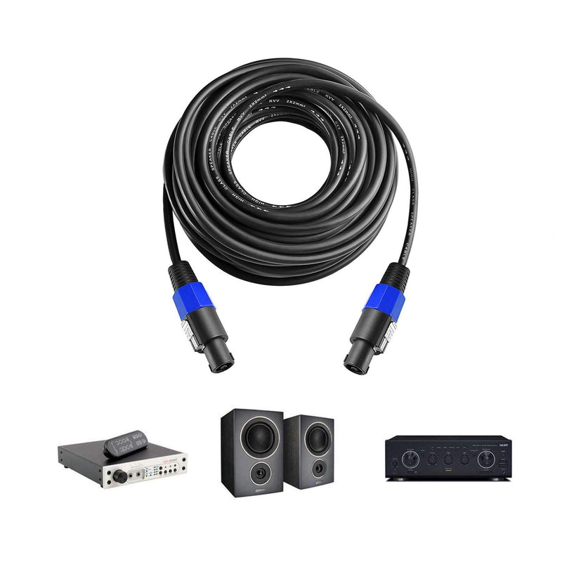 2Pcs 6 Feet Professional Speakon to Speakon Cables Wire Speaker Audio Amplifier Cord 7mm with Twist Lock 6ft