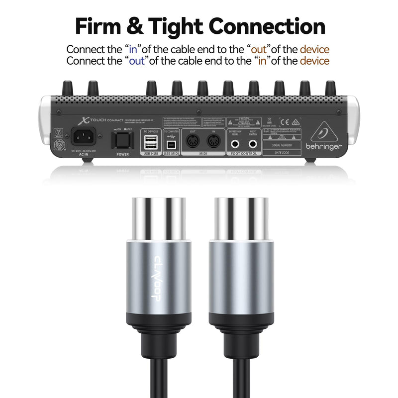 MIDI Cable 3ft, 5 Pin DIN MIDI Cables 3 feet, MIDI Cord Male to Male Compatible with MIDI Keyboard Electronic Piano Electronic Drum Audio Amplifier Multi Effects Synth External Sound Card 1 Pack