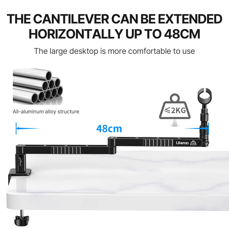 [AUSTRALIA] - ULANZI LS26 Low Profile Mic Arm, Aluminum 360° Rotatable Foldable Microphone Low Arm Desk Mount for Podcast/Streaming/Gaming/Radio Studio w Mic Clip 1/4" 3/8" 5/8" Screw for Most Mics 