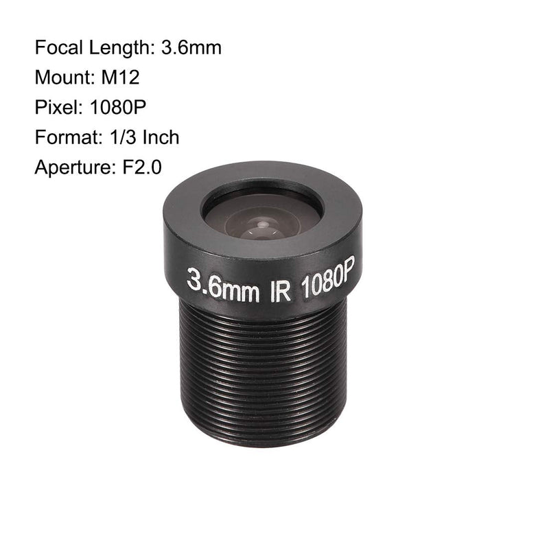 uxcell 3 Pcs CCTV Camera Lens 3.6mm Focal Length 1080P F2.0 1/3 Inch Wide Angle for CCD Camera