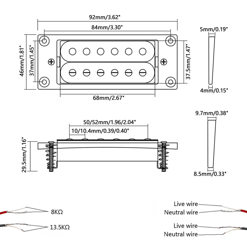 [AUSTRALIA] - Electric Guitar Pickups Humbucker Double Coil Pickup Guitar Neck Bridge Parts Replacement Set with String Winder and Screwdriver（2PCS, Black and Red） 