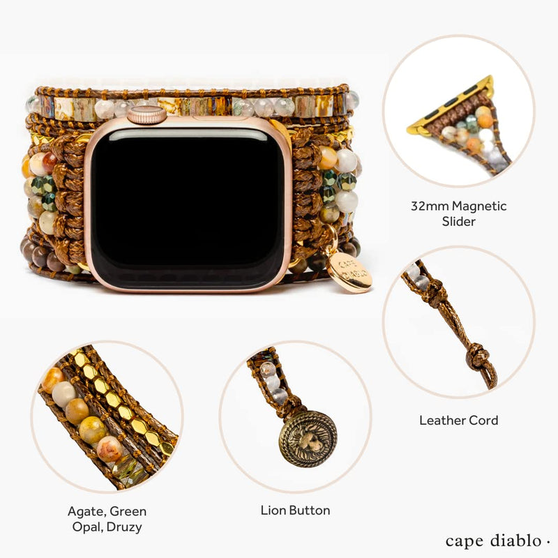 Cape Diablo Handmade Boho Watch Band Compatible with Apple Watch 49MM 45MM 44MM 42MM 41MM 40MM 38MM Beaded Wrap Bracelet for iWatch SE/9/8/7/6/5/4/3/2/1, Fancy Strap for Women Moonlight Goddess