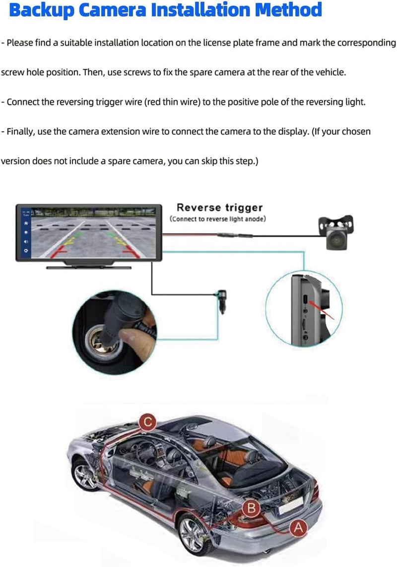 A Rear-View Camera is Designed for Portable CarPlay Products Under The Luzeterna Brand. 1080P HD Night Vision Backup Camera Supports Rear Recording Function.