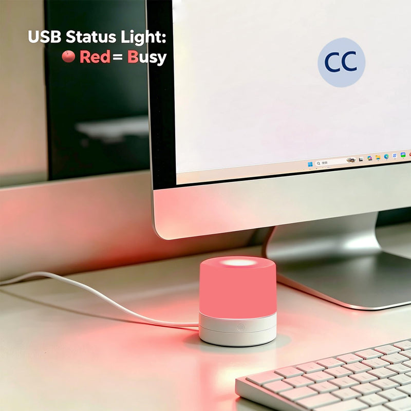USB Status Busylight – Compatible with Microsoft Teams, Zoom, and Cisco Jabber/Webex – Auto-Syncs (Free Software Required) or Tap to Manually Change Color – Real-Time Availability for Office