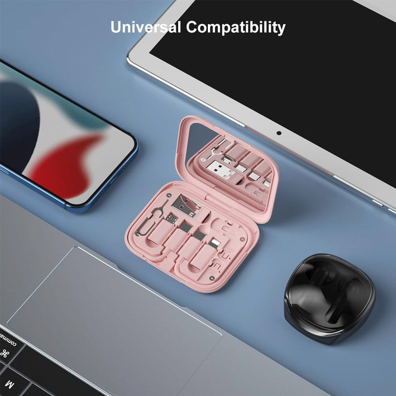 USB-C to USB Adapter, USB C to Lighting Cable Box Contains Makeup Mirror/USB C Cable/Micro USB to USB C/USB A to USB C, Cell Phone OTG Adapters for iPhone 14/15, Google Pixel, Samsung Galaxy… Pink