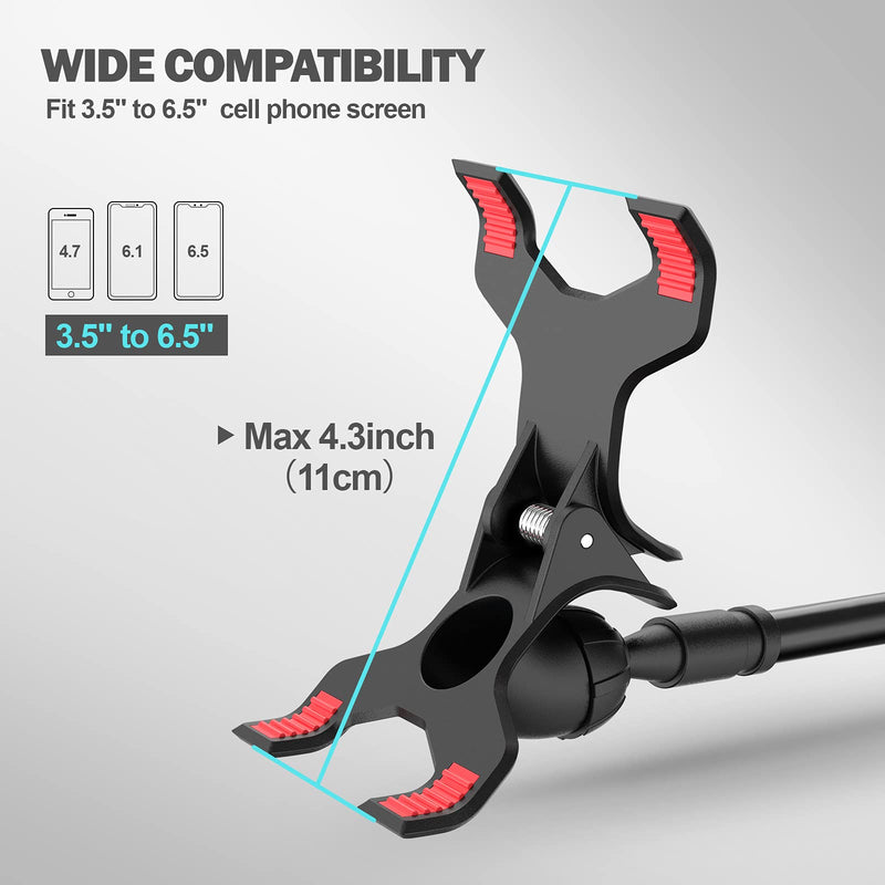 Gooseneck Phone Holder for Bed, Flexible Lazy Arm Cell Phone Holder 360 Adjustable Clamp Bracket Mount Desk for iPhone 14 Pro Max Plus 13 12 Pro Max Mini 11 Pro Xs XR X 8 Samsung S22 S21 Phones Black