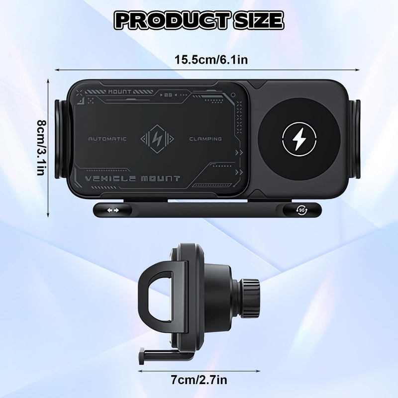 OneNine High Intelligent Mobile Phone/Pad Holder, 2 in 1 Auto Rotating Phone Holder, Car Charger Fast Charging Phone Holder, Rotatable Car Vent Phone Mount for Smartphone/Pad/Foldable(Black)