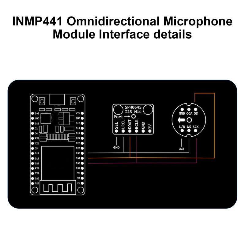 AYWHP Pack of 3 INMP441 Omnidirectional Microphone Module 24 Bit I2S Interface Digital Output Compatible with ESP-32 Arduino