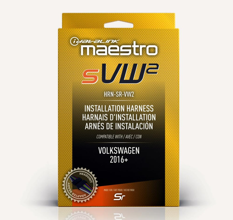 Idatalink Maestro HRN-SR-VW2 T-Harness for Select Volkswagen Vehicles 2016-20, replace The factory radio while retaining steering wheel controls & use of factory amp (ADS-MSR module also required)